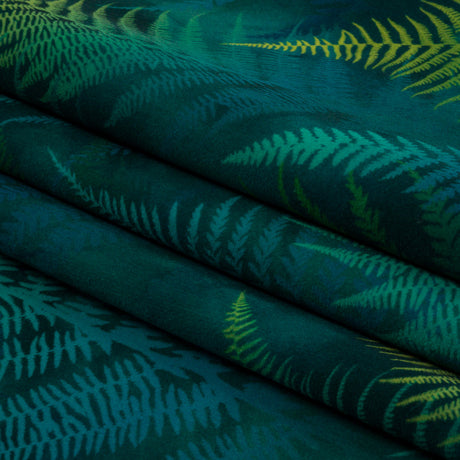 Printed Polyester Velvet - Peacock Foggy Ferns - British Imported