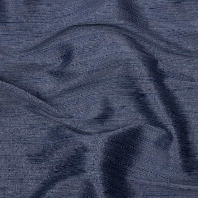 Recycled Polyester Bengaline - Denim Striations - British Imported