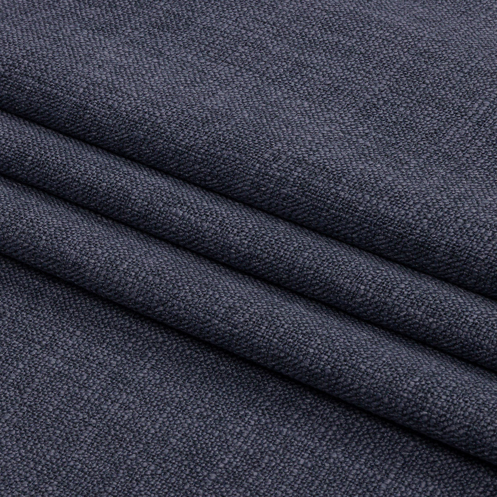 Soft Textured Recycled Polyester Drapery Woven - Denim - British Imported