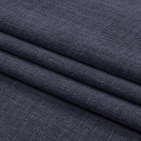 Soft Textured Recycled Polyester Drapery Woven - Denim - British Imported