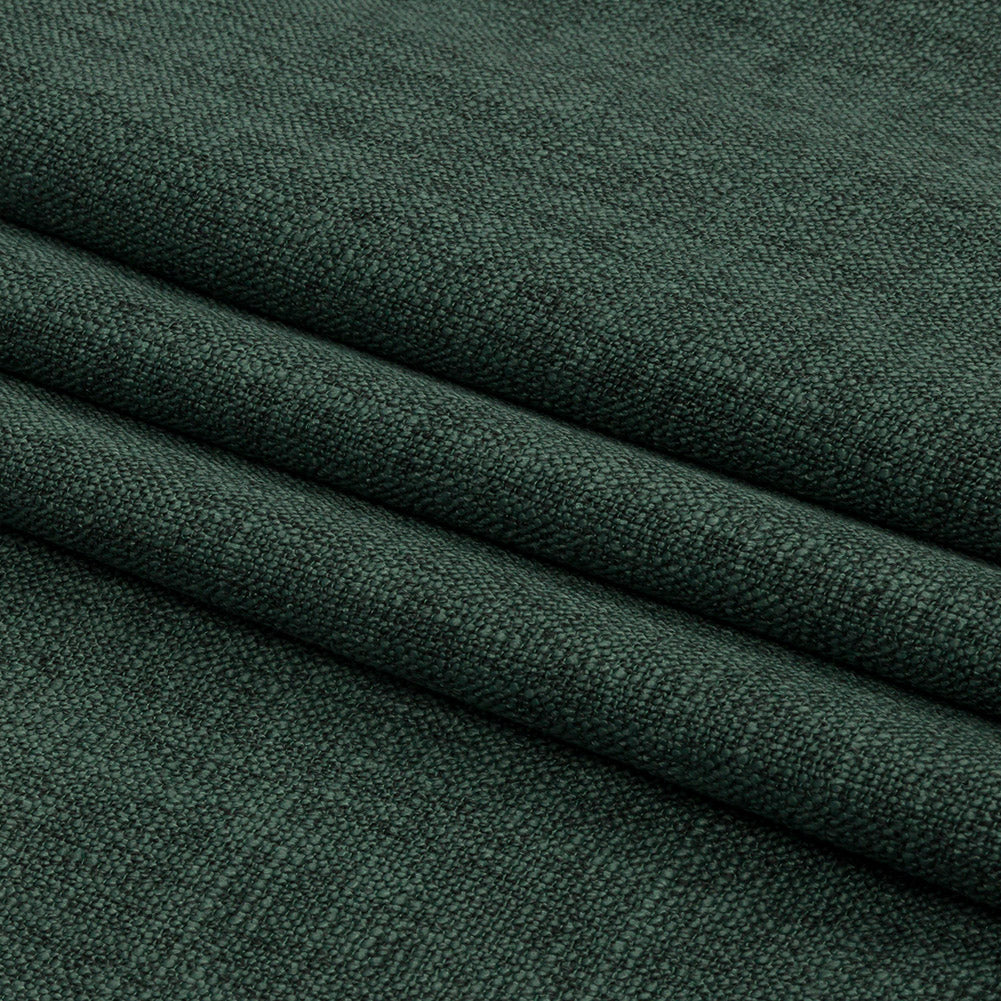 Soft Textured Recycled Polyester Drapery Woven - Emerald - British Imported