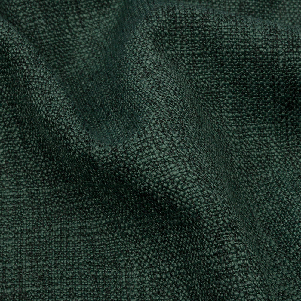 Soft Textured Recycled Polyester Drapery Woven - Emerald - British Imported