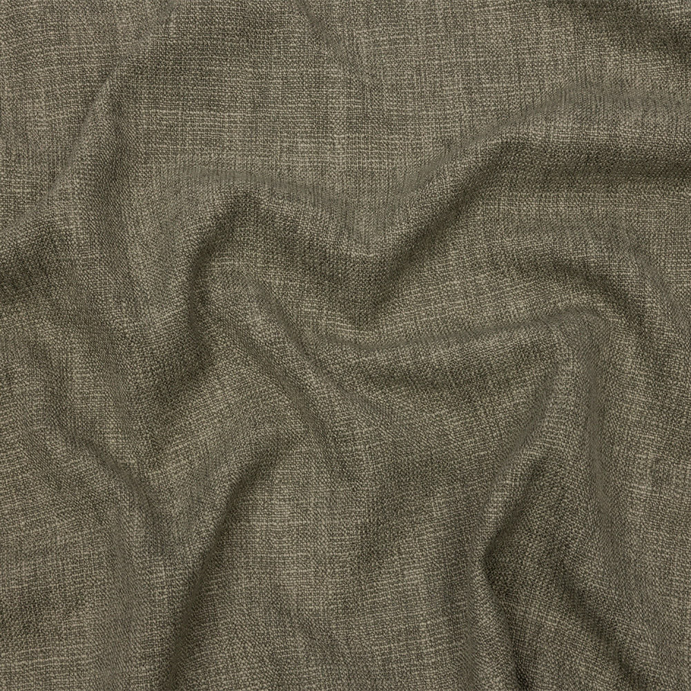 Soft Textured Recycled Polyester Drapery Woven - Olive - British Imported