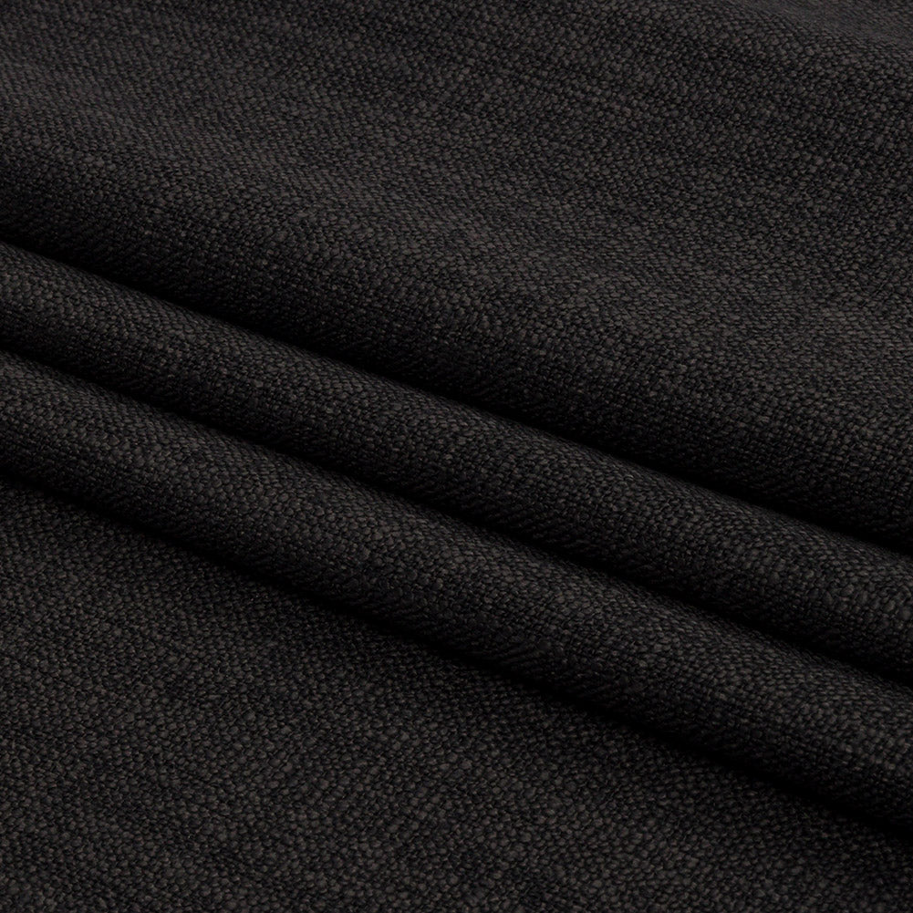 Soft Textured Recycled Polyester Drapery Woven - Onyx - British Imported