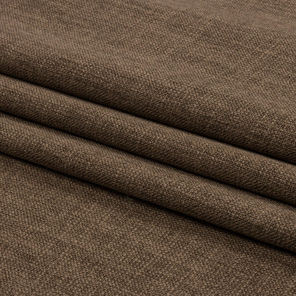 Soft Textured Recycled Polyester Drapery Woven - Otter - British Imported