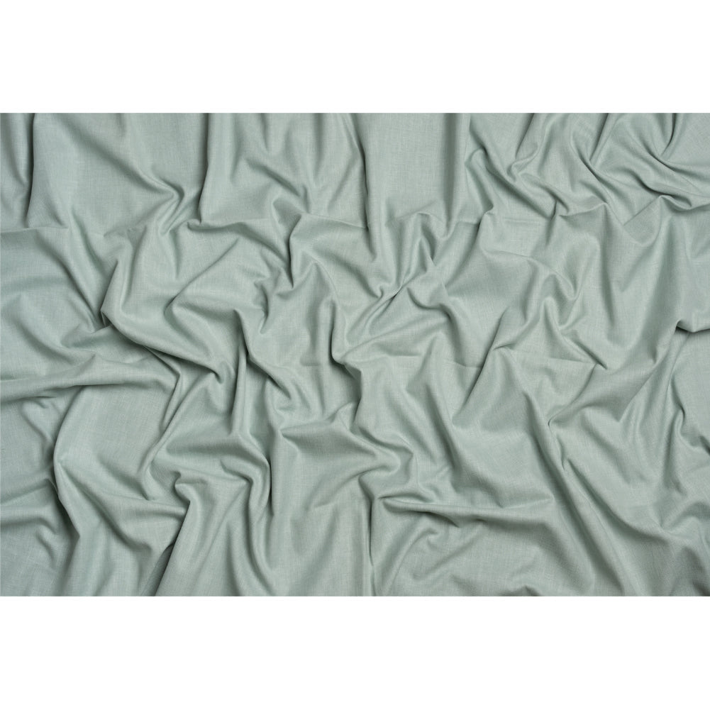 Slubbed Cotton and Polyester Woven - Gray Green - British Imported