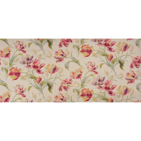 Viscose and Linen Drapery Woven Print - Cranberry Painting Flowers - British Imported
