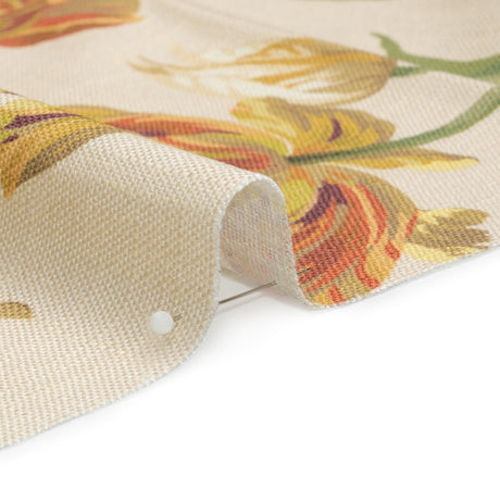 Viscose and Linen Drapery Woven Print - Gold Painting Flowers - British Imported