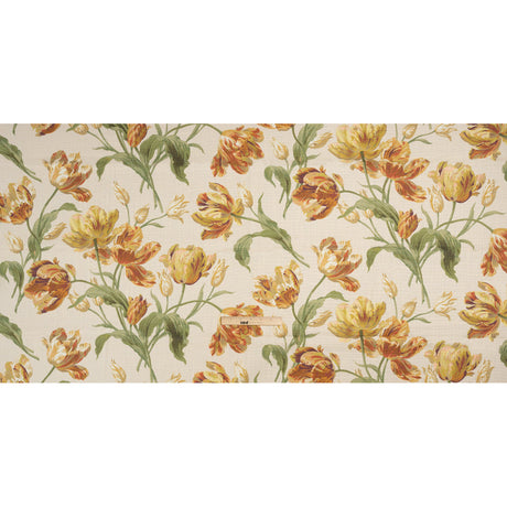 Viscose and Linen Drapery Woven Print - Gold Painting Flowers - British Imported