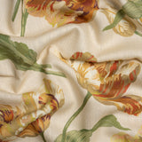 Viscose and Linen Drapery Woven Print - Gold Painting Flowers - British Imported
