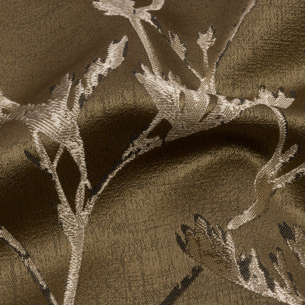 Metallic Drapery Jacquard - Truffle Windblown Branches - British Imported
