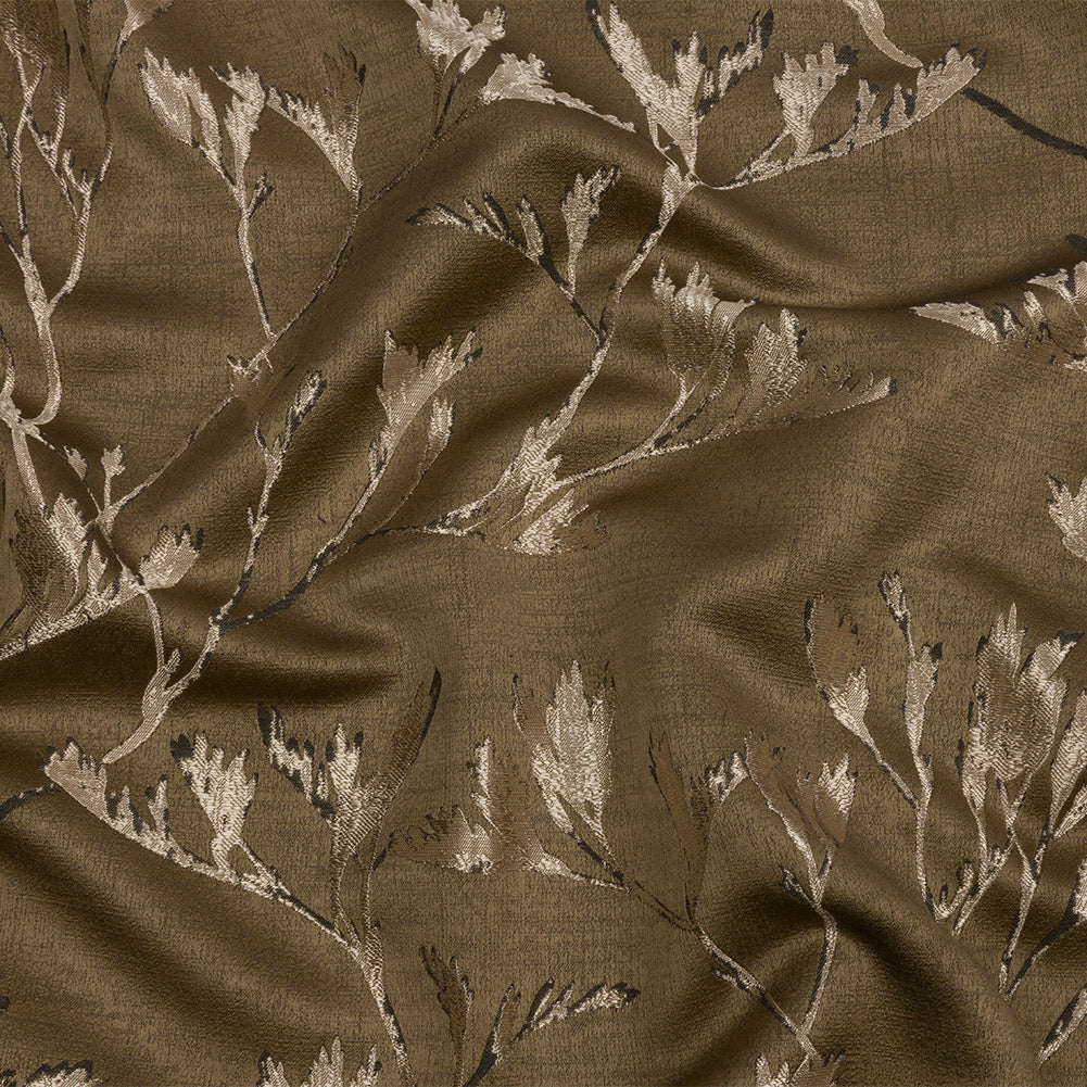 Metallic Drapery Jacquard - Truffle Windblown Branches - British Imported