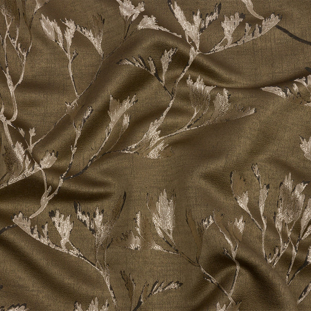 Metallic Drapery Jacquard - Truffle Windblown Branches - British Imported