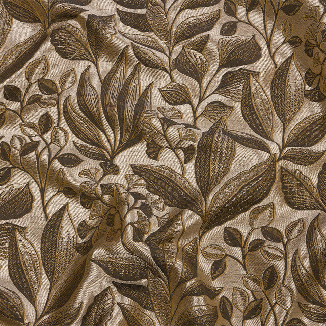 Metallic Drapery Jacquard - Ochre Lucent Leaves - British Imported