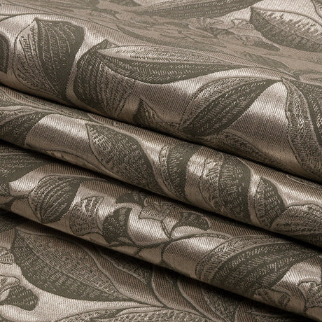 Metallic Drapery Jacquard - Pebble Lucent Leaves - British Imported