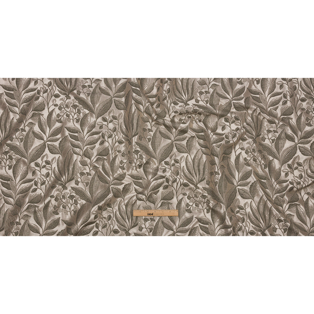 Metallic Drapery Jacquard - Pebble Lucent Leaves - British Imported
