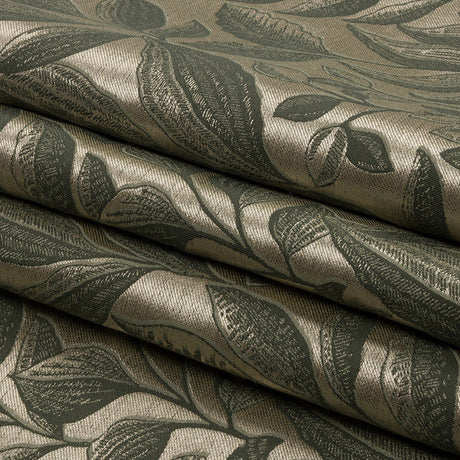 Metallic Drapery Jacquard - Sage Lucent Leaves - British Imported