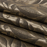 Metallic Drapery Jacquard - Truffle Lucent Leaves - British Imported