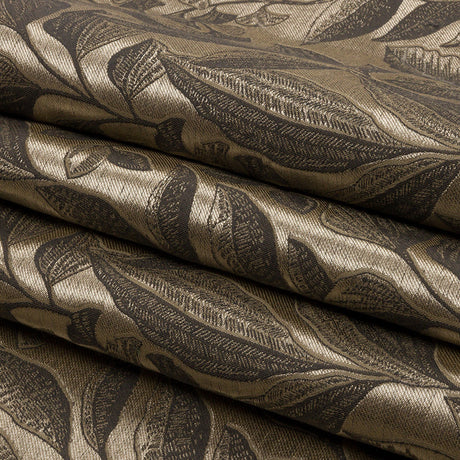 Metallic Drapery Jacquard - Truffle Lucent Leaves - British Imported