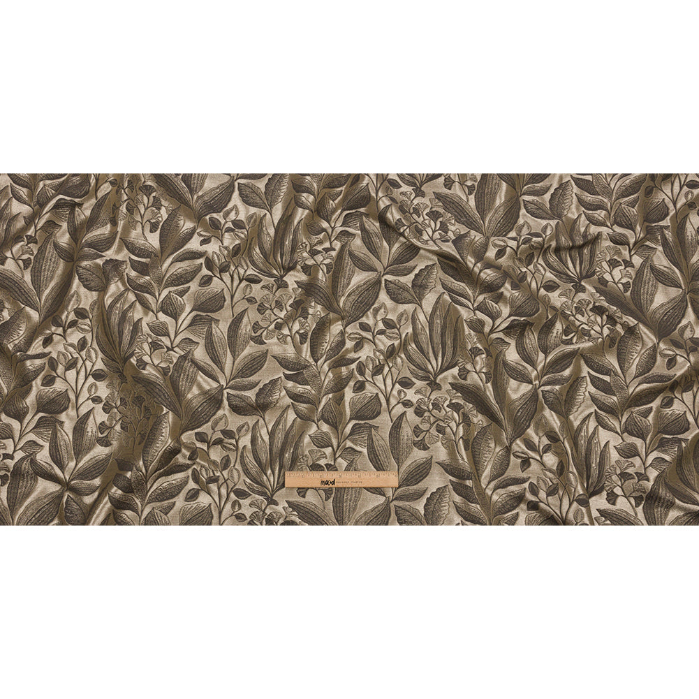 Metallic Drapery Jacquard - Truffle Lucent Leaves - British Imported