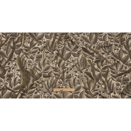 Metallic Drapery Jacquard - Truffle Lucent Leaves - British Imported