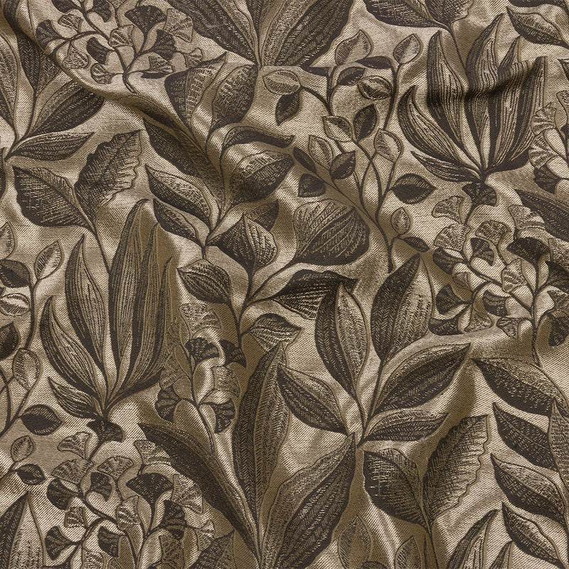 Metallic Drapery Jacquard - Truffle Lucent Leaves - British Imported