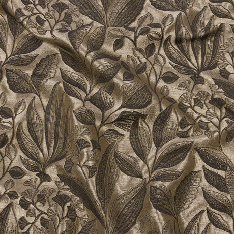 Metallic Drapery Jacquard - Truffle Lucent Leaves - British Imported