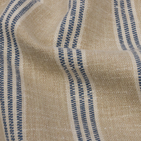 Slubbed Cotton and Polyester Woven - Indigo Striped - British Imported