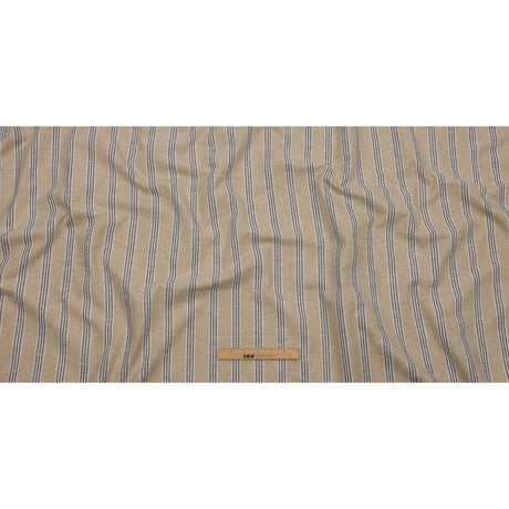 Slubbed Cotton and Polyester Woven - Indigo Striped - British Imported