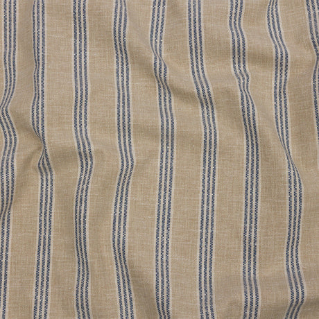 Slubbed Cotton and Polyester Woven - Indigo Striped - British Imported