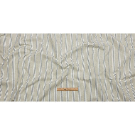 Slubbed Cotton and Polyester Woven - Sage Striped - British Imported