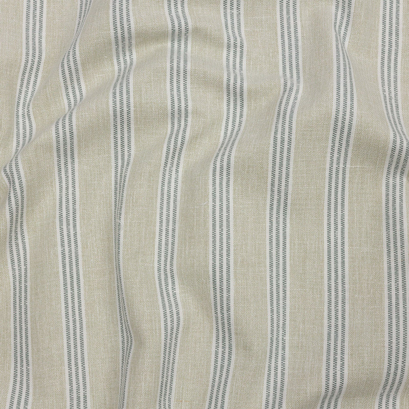Slubbed Cotton and Polyester Woven - Sage Striped - British Imported