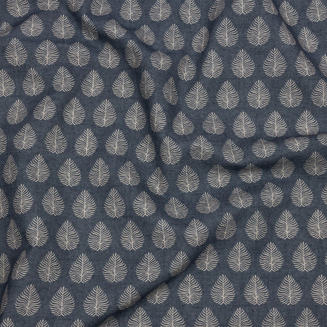 Cotton Canvas Print - Indigo Leaves - British Imported