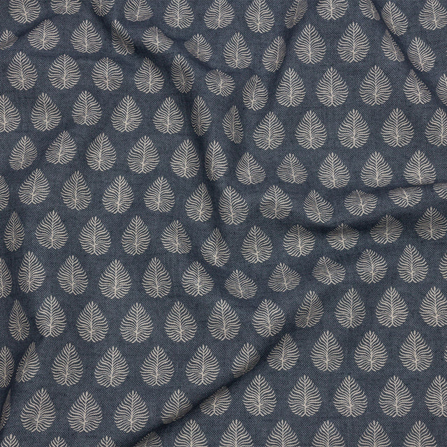 Cotton Canvas Print - Indigo Leaves - British Imported