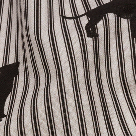 Cotton Canvas Print - Coal Dog Silhouettes and Ticking Stripes - British Imported