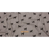 Cotton Canvas Print - Coal Dog Silhouettes and Ticking Stripes - British Imported