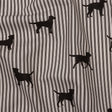 Cotton Canvas Print - Coal Dog Silhouettes and Ticking Stripes - British Imported