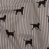 Cotton Canvas Print - Coal Dog Silhouettes and Ticking Stripes - British Imported