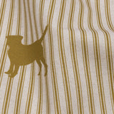 Cotton Canvas Print - Gold Dog Silhouettes and Ticking Stripes - British Imported