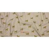 Cotton Canvas Print - Gold Dog Silhouettes and Ticking Stripes - British Imported