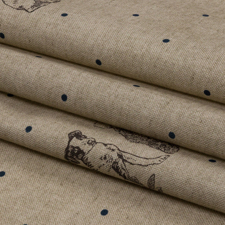 Cotton Canvas Print - Indigo Terriers and Polka Dots - British Imported