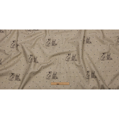Cotton Canvas Print - Indigo Terriers and Polka Dots - British Imported