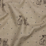 Cotton Canvas Print - Indigo Terriers and Polka Dots - British Imported