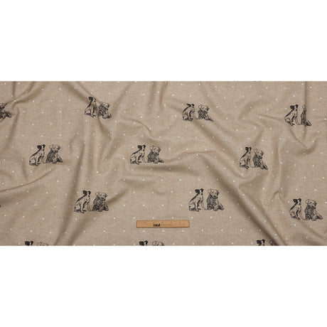 Cotton Canvas Print - Linen Terriers and Polka Dots - British Imported