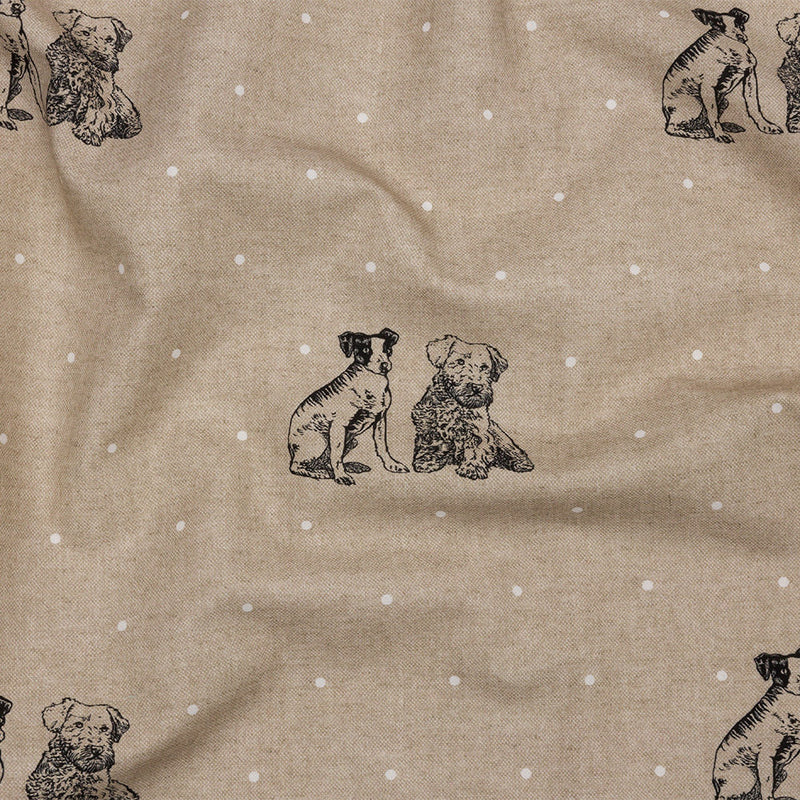 Cotton Canvas Print - Linen Terriers and Polka Dots - British Imported