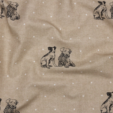 Cotton Canvas Print - Linen Terriers and Polka Dots - British Imported