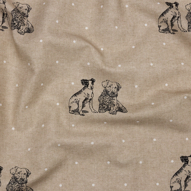 Cotton Canvas Print - Linen Terriers and Polka Dots - British Imported