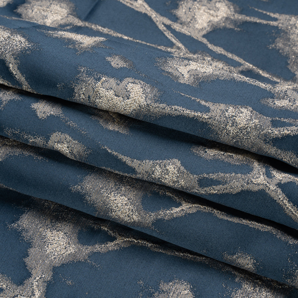 Metallic Drapery Jacquard - Ink Blurred Branches - British Imported