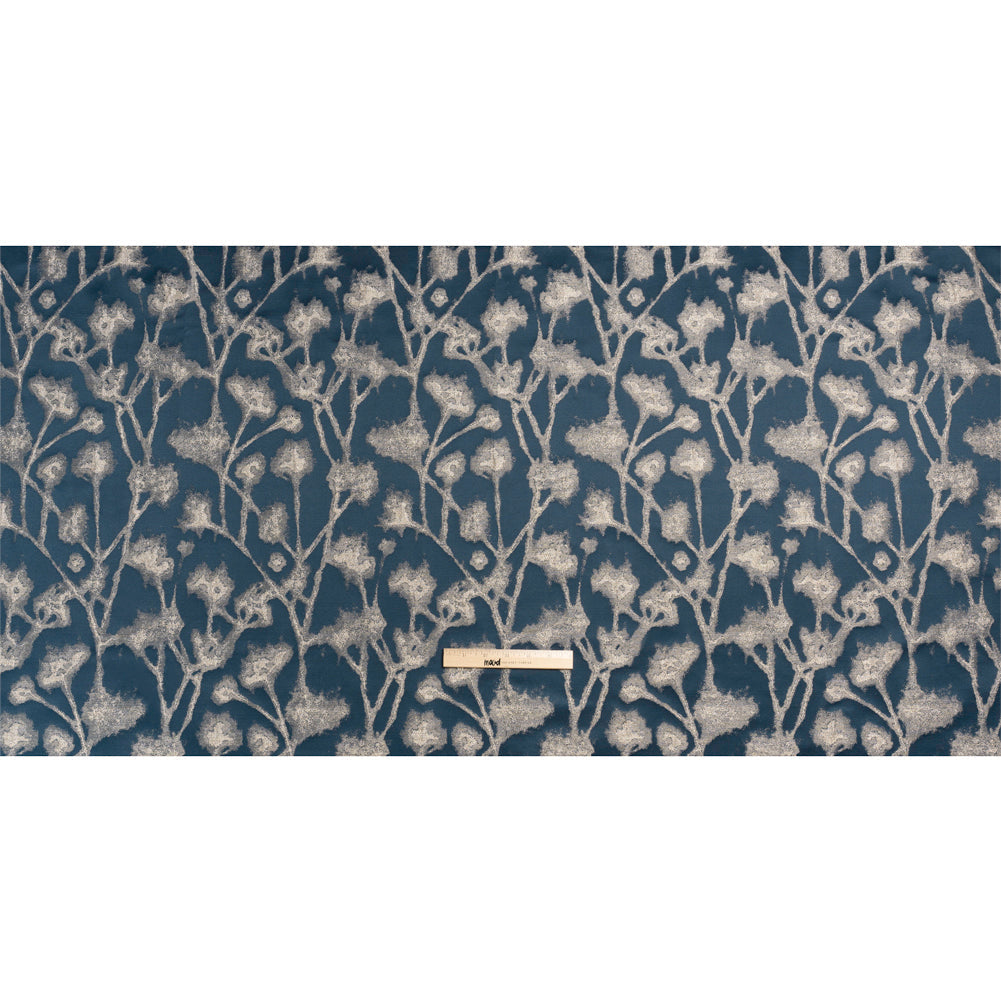 Metallic Drapery Jacquard - Ink Blurred Branches - British Imported