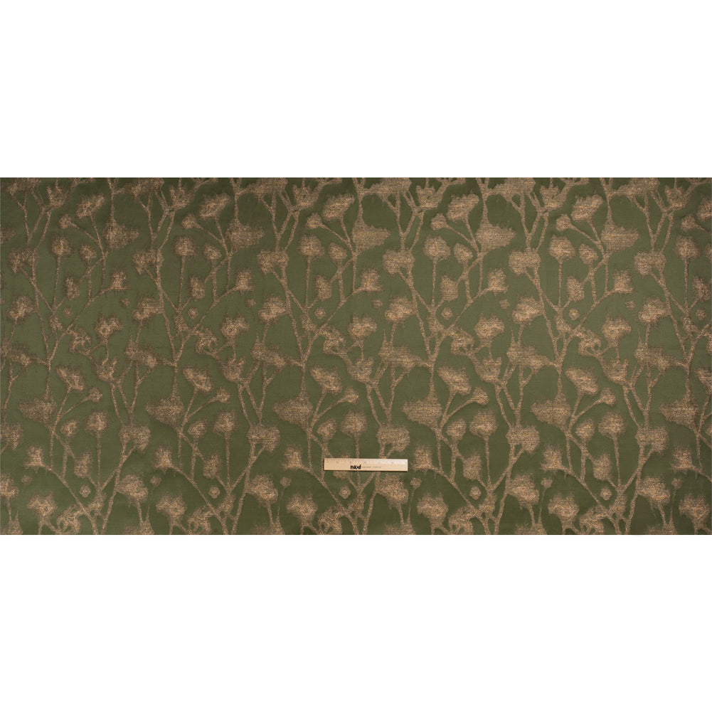 Metallic Drapery Jacquard - Olive Blurred Branches - British Imported